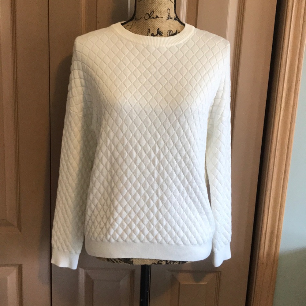 Quilted Look Crew Sweater Sweatshirt
